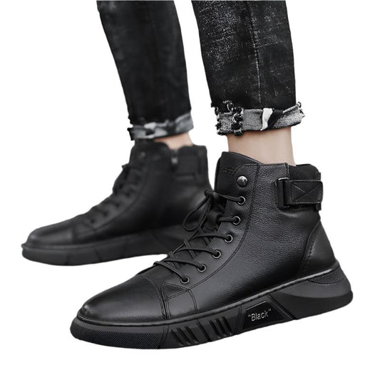 Hector - Bottes en cuir robustes pour hommes en cuir noir